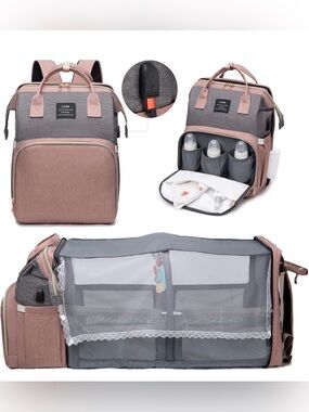 2/$75💥- BAG | NWT Amazon Land Traveling share diaper bag backpack in pink/grey